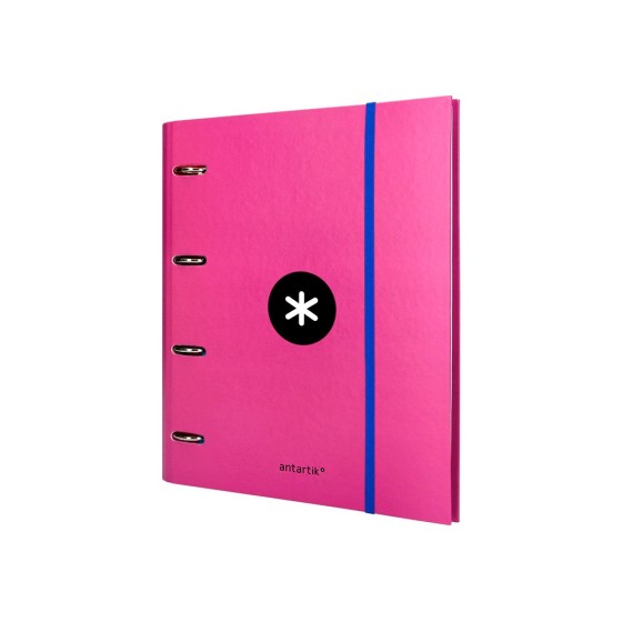 Carpeta con recambio liderpapel antartik a4 cuadro 5 mm forrada 4 anillas 40mm redondas color rosa