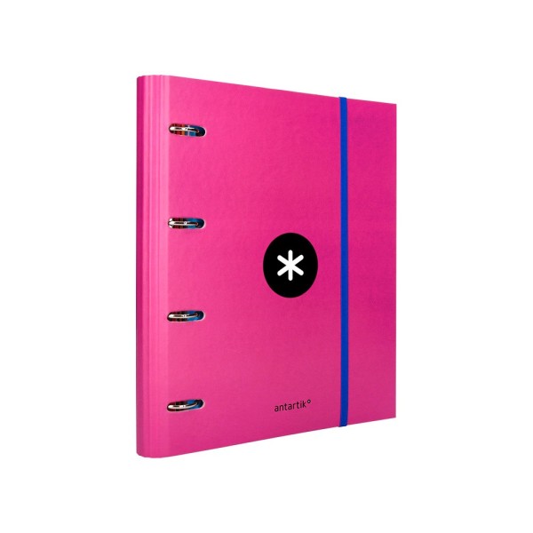 Carpeta con recambio liderpapel antartik a4 cuadro 5 mm forrada 4 anillas 40mm redondas color rosa