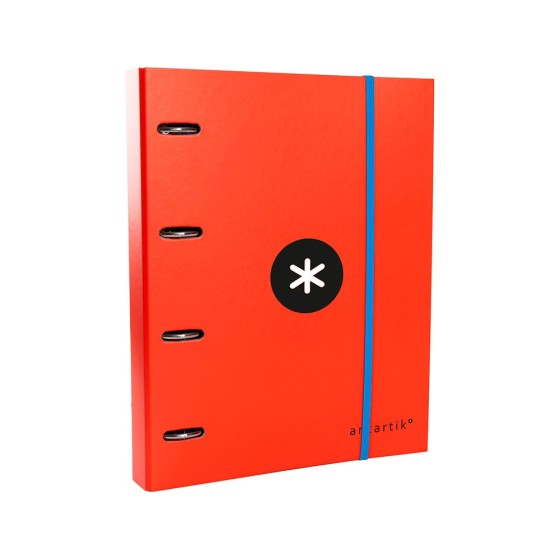 Carpeta con recambio liderpapel antartik a4 cuadro 5 mm forrada 4 anillas redondas 40mm color rojo