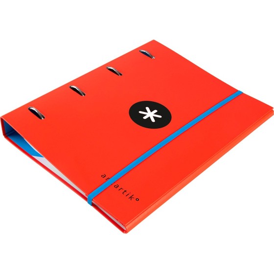 Carpeta con recambio liderpapel antartik a4 cuadro 5 mm forrada 4 anillas redondas 40mm color rojo
