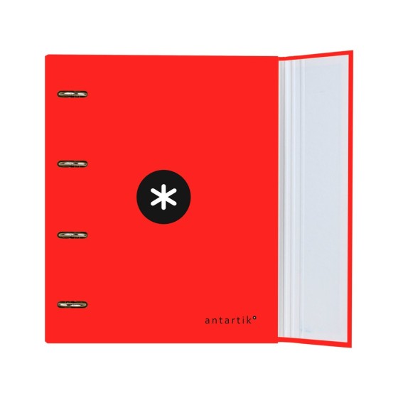 Carpeta con recambio liderpapel antartik a4 cuadro 5 mm forrada 4 anillas redondas 40mm color rojo