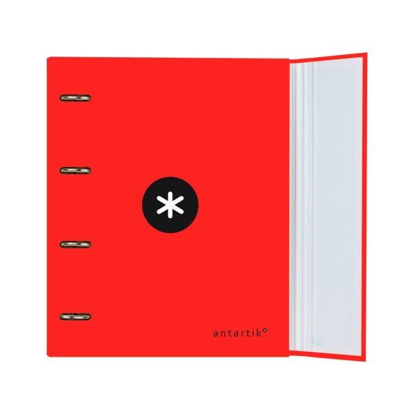 Carpeta con recambio liderpapel antartik a4 cuadro 5 mm forrada 4 anillas redondas 40mm color rojo