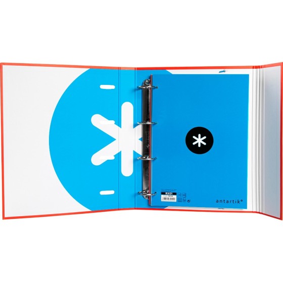Carpeta con recambio liderpapel antartik a4 cuadro 5 mm forrada 4 anillas redondas 40mm color rojo