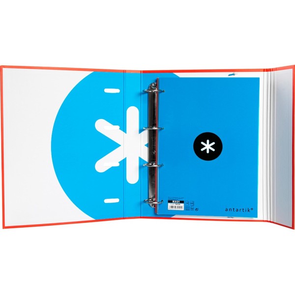 Carpeta con recambio liderpapel antartik a4 cuadro 5 mm forrada 4 anillas redondas 40mm color rojo