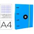 Carpeta con recambio liderpapel antartik a4 cuadro 5 mm forrada 4 anillas 40mm redondas color azul