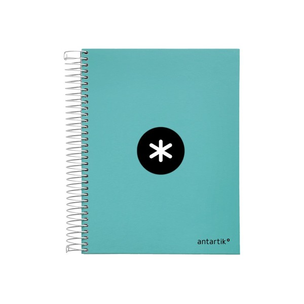 Cuaderno espiral liderpapel a5 micro antartik tapa forrada120h 100 gr cuadro 5 mm 5 band6 taladros color menta