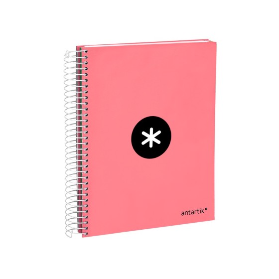 Cuaderno espiral liderpapel a5 micro antartik tapa forrada120h 100 gr cuadro 5 mm 5 band6 taladros color coral