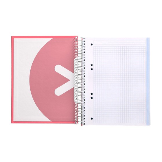 Cuaderno espiral liderpapel a5 micro antartik tapa forrada120h 100 gr cuadro 5 mm 5 band6 taladros color coral