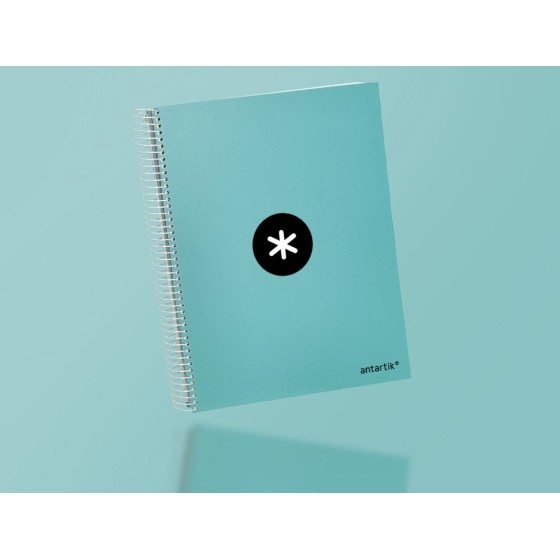 Cuaderno espiral liderpapel a4 micro antartik tapa forrada120h 100 gr cuadro 5mm 5 banda4 taladros color menta