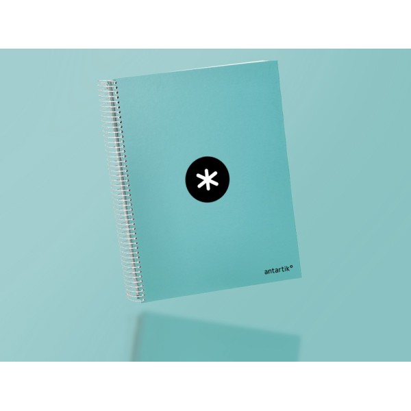 Cuaderno espiral liderpapel a4 micro antartik tapa forrada120h 100 gr cuadro 5mm 5 banda4 taladros color menta