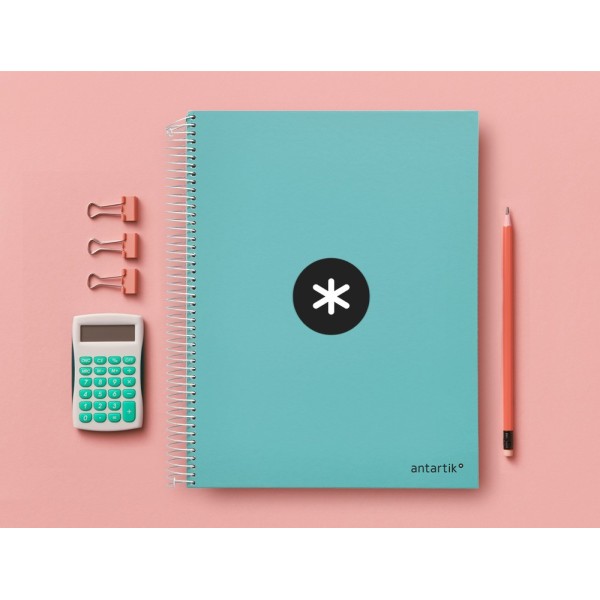 Cuaderno espiral liderpapel a4 micro antartik tapa forrada120h 100 gr cuadro 5mm 5 banda4 taladros color menta
