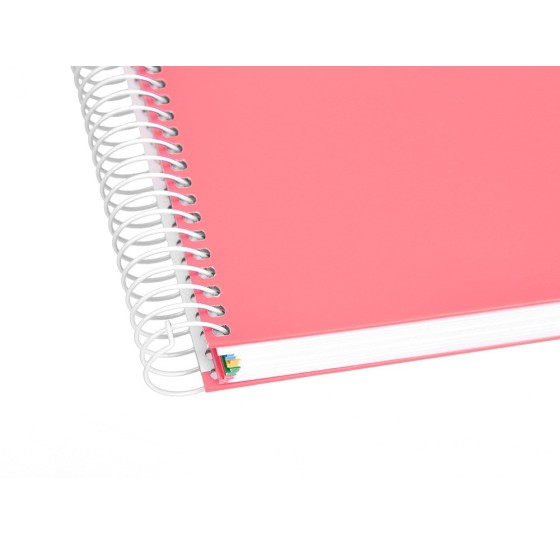 Cuaderno espiral liderpapel a4 micro antartik tapa forrada120h 100 gr cuadro 5mm 5 banda4 taladros color coral
