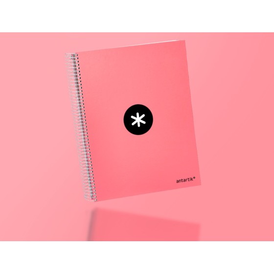 Cuaderno espiral liderpapel a4 micro antartik tapa forrada120h 100 gr cuadro 5mm 5 banda4 taladros color coral