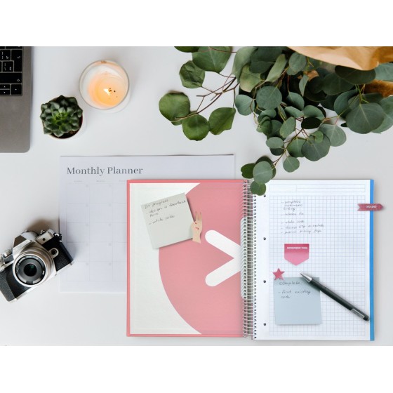 Cuaderno espiral liderpapel a4 micro antartik tapa forrada120h 100 gr cuadro 5mm 5 banda4 taladros color coral