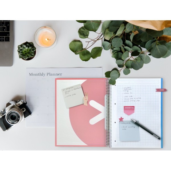 Cuaderno espiral liderpapel a4 micro antartik tapa forrada120h 100 gr cuadro 5mm 5 banda4 taladros color coral