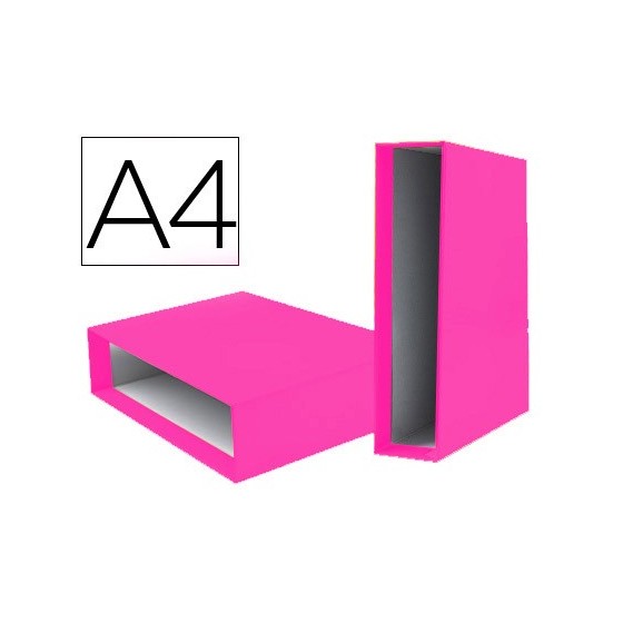 Caja archivador liderpapel de palanca carton din a4 documenta lomo 75 mm rosa