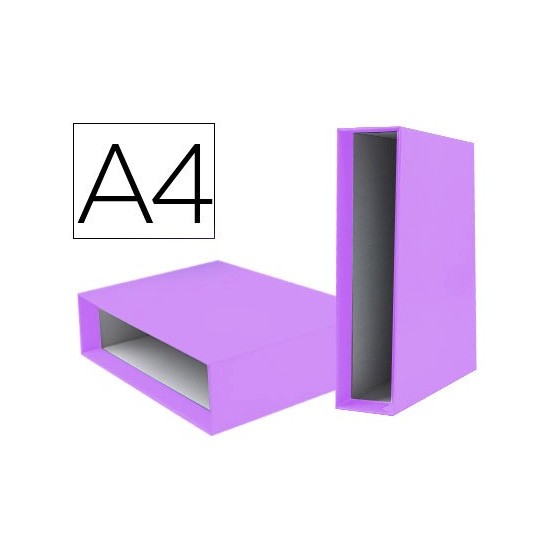 Caja archivador liderpapel de palanca carton din a4 documenta lomo 75 mm lila