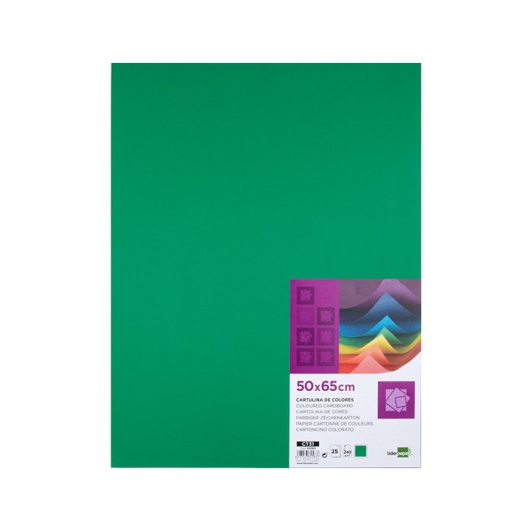 Cartulina liderpapel 50x65 cm 240g/m2 verde navidad paquete de 25 unidades