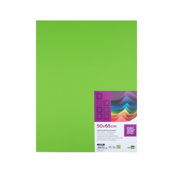 Cartulina liderpapel 50x65 cm 240g/m2 verde hierba paquete de 25 unidades