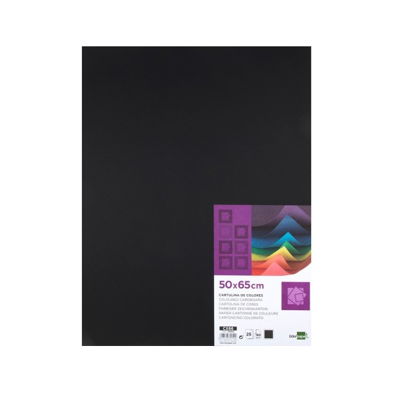Cartulina liderpapel 50x65 cm 240g/m2 negro paquete de 25 unidades