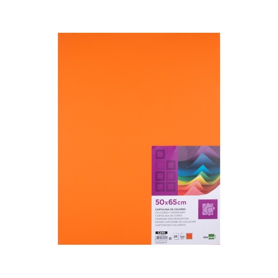 Cartulina liderpapel 50x65 cm 240g/m2 naranja paquete de 25 unidades