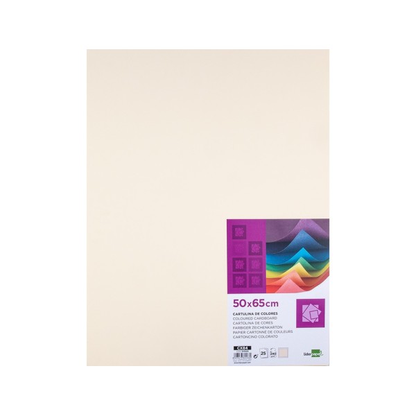 Cartulina liderpapel 50x65 cm 240g/m2 crema paquete de 25 unidades