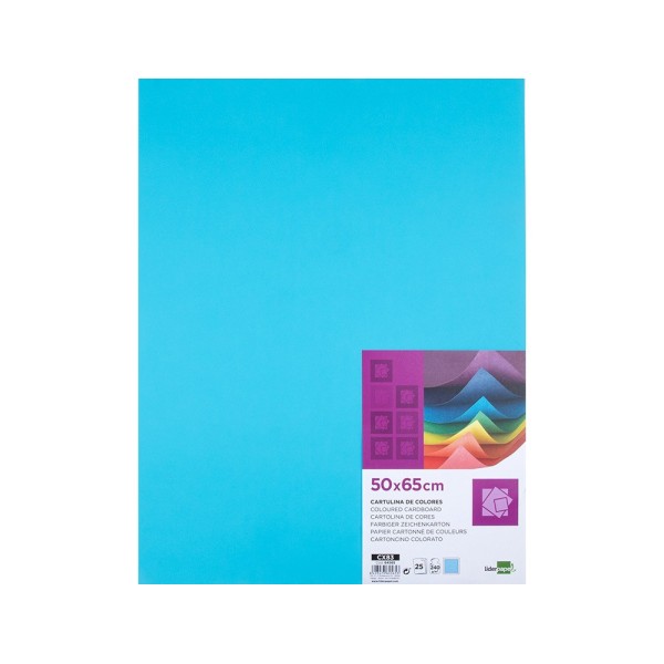 Cartulina liderpapel 50x65 cm 240g/m2 celeste paquete de 25 unidades