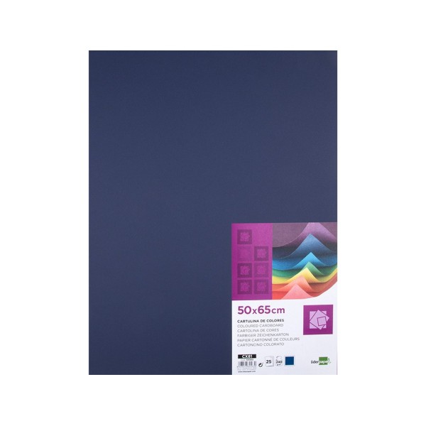 Cartulina liderpapel 50x65 cm 240g/m2 azul zafiro paquete de 25 unidades