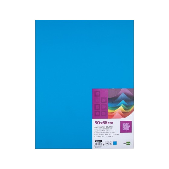 Cartulina liderpapel 50x65 cm 240g/m2 azul turquesa paquete de 25 unidades
