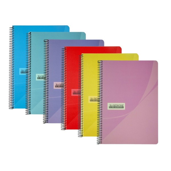 Cuaderno espiral papercop cuarto tapa plastico 80h 90 gr pauta 2,5 mm con margen colores surtidos