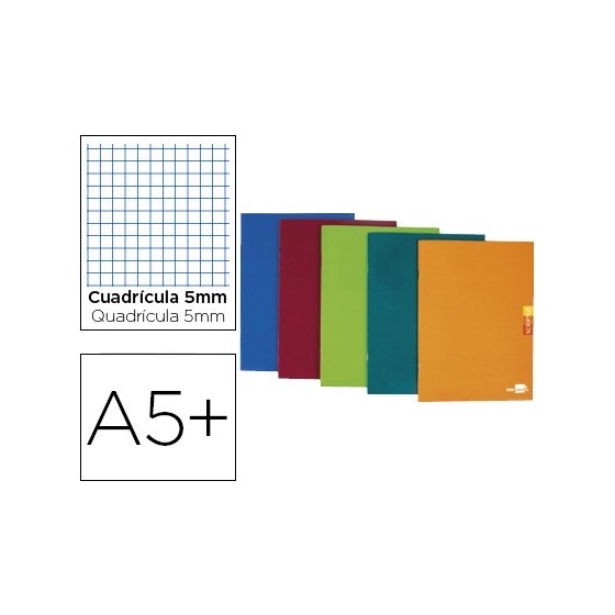 Libreta liderpapel scriptus a5 plus 48 hojas 90g/m2 cuadro 5mm con margen colores surtidos