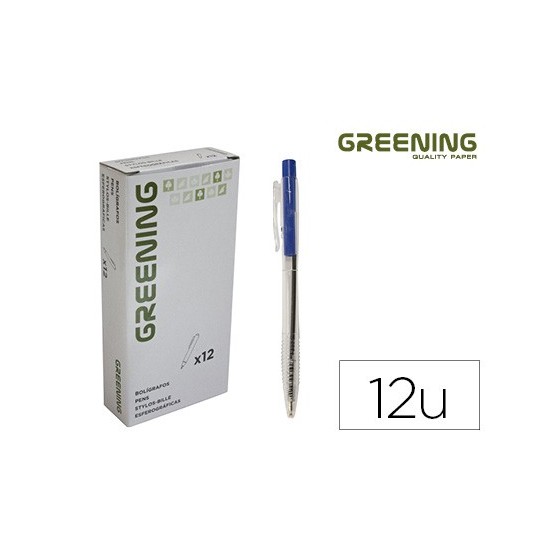 Boligrafo greening azul retractil