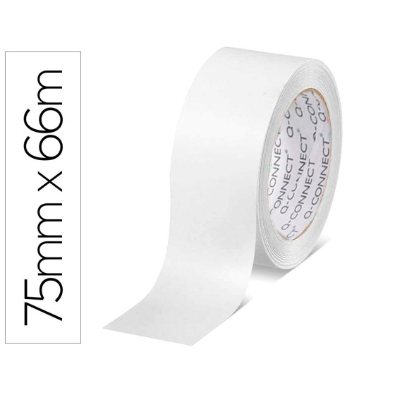 Cinta adhesiva q-connect polipropileno blanca 66 mt x 75 mm para embalaje