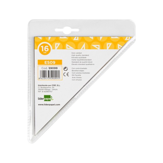 Escuadra liderpapel geometria 16 cm plastico cristal