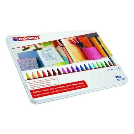 Rotulador Permanente EDDING Nº 1200 Caja Metálica x20 Colores