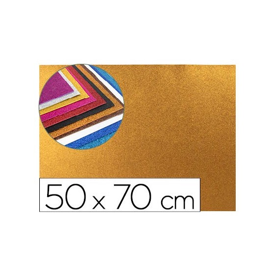 Goma eva con purpurina liderpapel 50x70cm 60g/m2 espesor 2mm naranja
