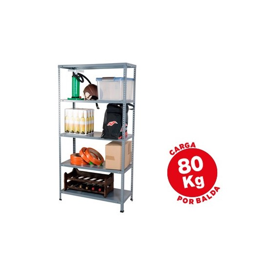 Estanteria metalica ar storage 180x90x40 cm 5 estantes 80 kg por estante color gris