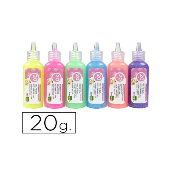 Purpurina pegamento liderpapel fantasia colores metalicos pasteles bote de 20 gr