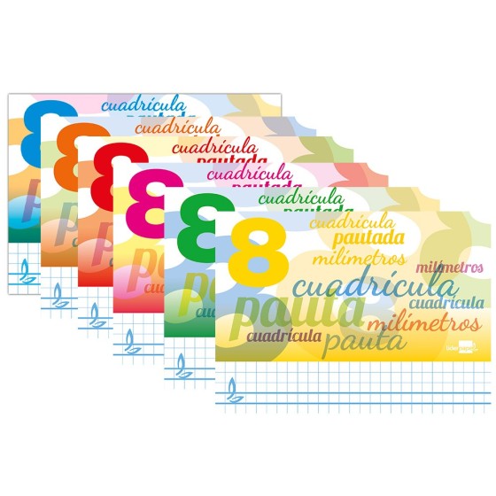 Libreta liderpapel pautaguia tapa cartoncillo 32 hojas din a5 cuadriculado pautado 8mm apaisada 70 gr
