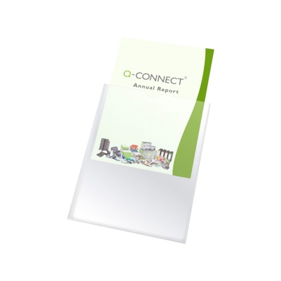 Funda portadocumento q-connect din a7 150 micras pvc transparente con uñero 74x105 mm