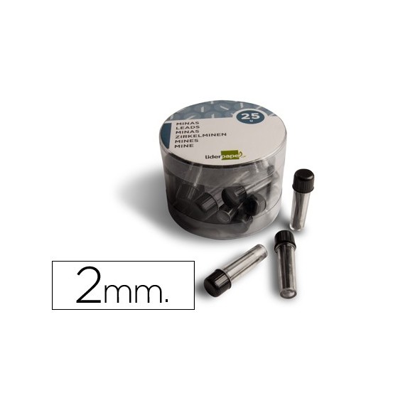 Minas liderpapel grafito para compas 2 mm estuche de 3 minas