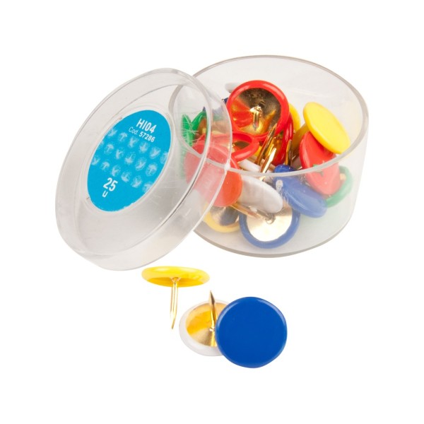 Chincheta liderpapel plastificada colores surtidos caja de 25 unidades