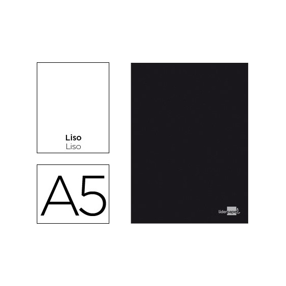 Libreta liderpapel tapa negra a5 80 hojas 60g/m2 liso sin margen