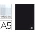 Libreta liderpapel tapa negra a5 80 hojas 60g/m2 cuadro 5mm con doble margen