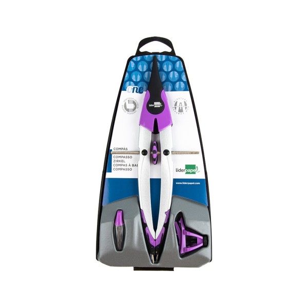 Compas liderpapel one con bigotera adaptador universal yminas colores surtidos