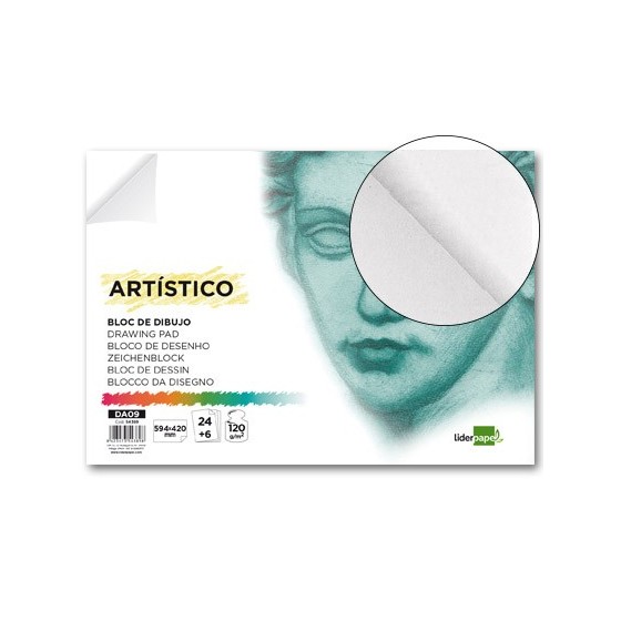 Bloc dibujo liderpapel artistico encolado 594x420mm 24+6 hojas 120g/m2 sin recuadro
