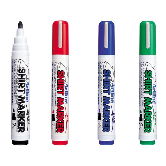 Rotulador artline camiseta ekt-2 negro rojo azul y verde punta redonda 2 mm para uso en camiseta caja de 4