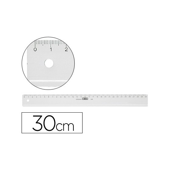 Regla m+r 30 cm plastico transparente