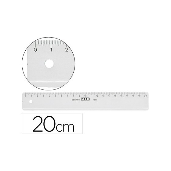 Regla m+r 20 cm plastico transparente
