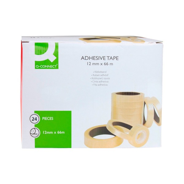 Cinta adhesiva q-connect 66 mt x 12 mm encelofanada